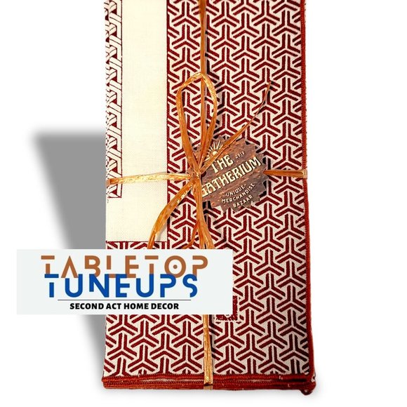 Designer Cloth Napkin Set (2) Anne Klein Beige Wicker - Picture 9 of 9